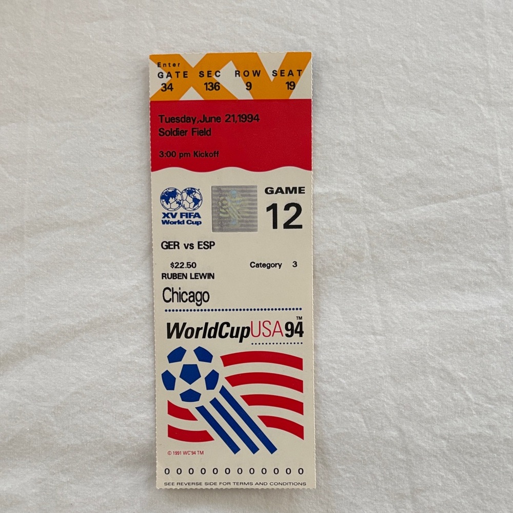 World Cup USA 94 Ticket - Germany vs Spain